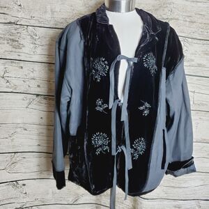 Vintage Mureli Black Velvet Long Sleeve Top Size Large